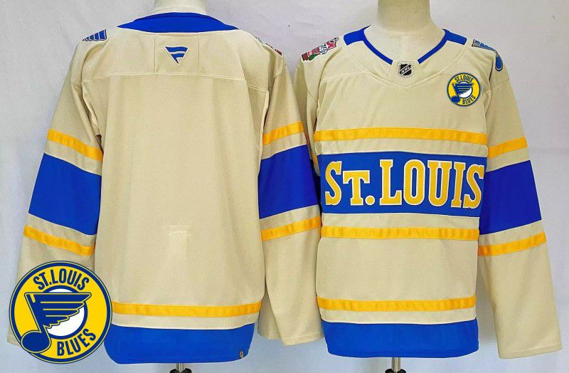 Men St.Louis Blues Blank Cream Fanatics 2025 NHL Jersey style 5